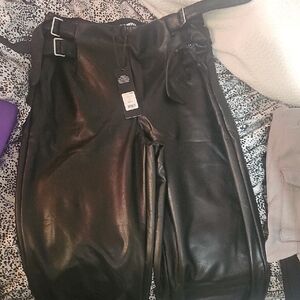 Fashion Nova Shiny Black Faux Leather Pants
